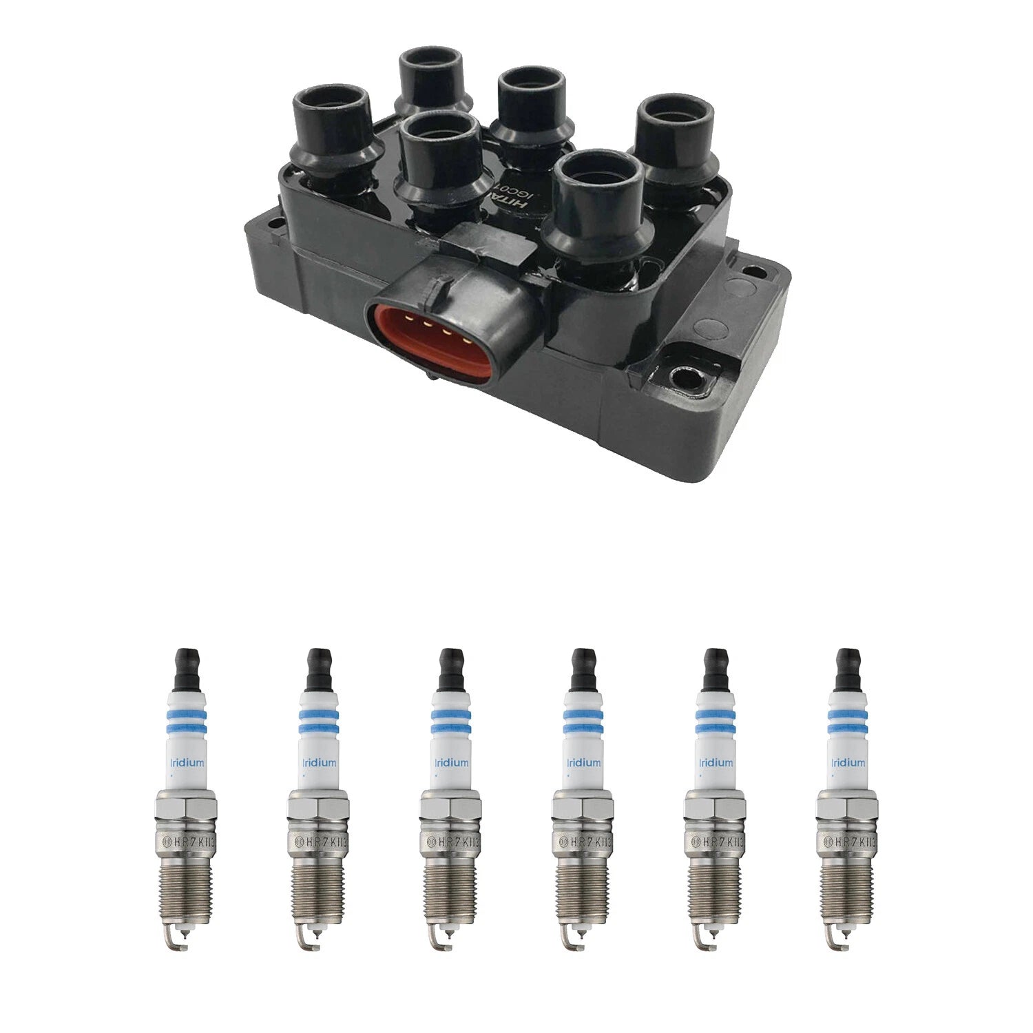 Set of 6 Hitachi Ignition Coils & Bosch Iridium Spark Plugs for Aerostar Ranger (1990–1997)
