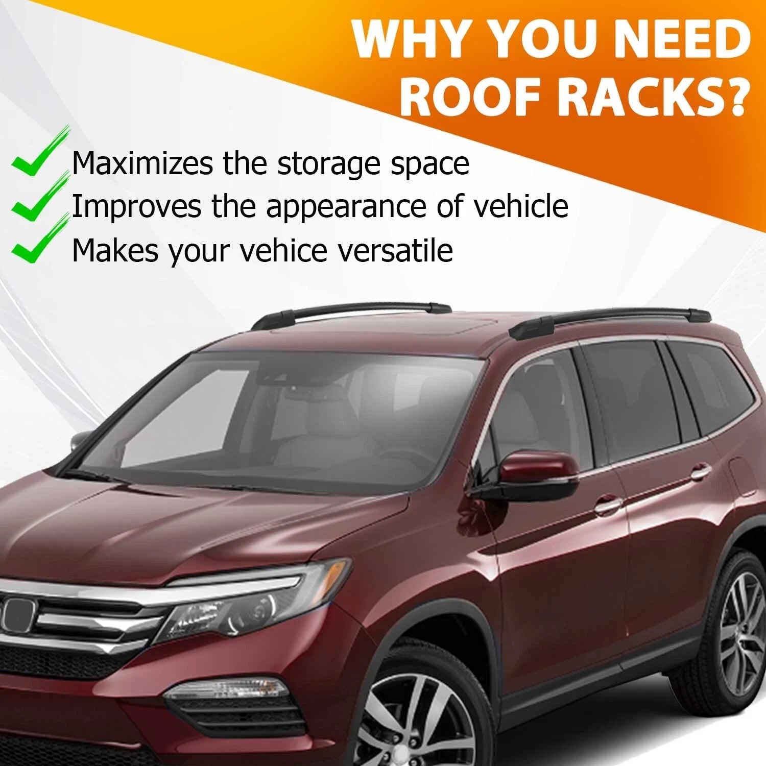 Set of 2 Roof Rack Side Rails for Honda Pilot (2009–2015)