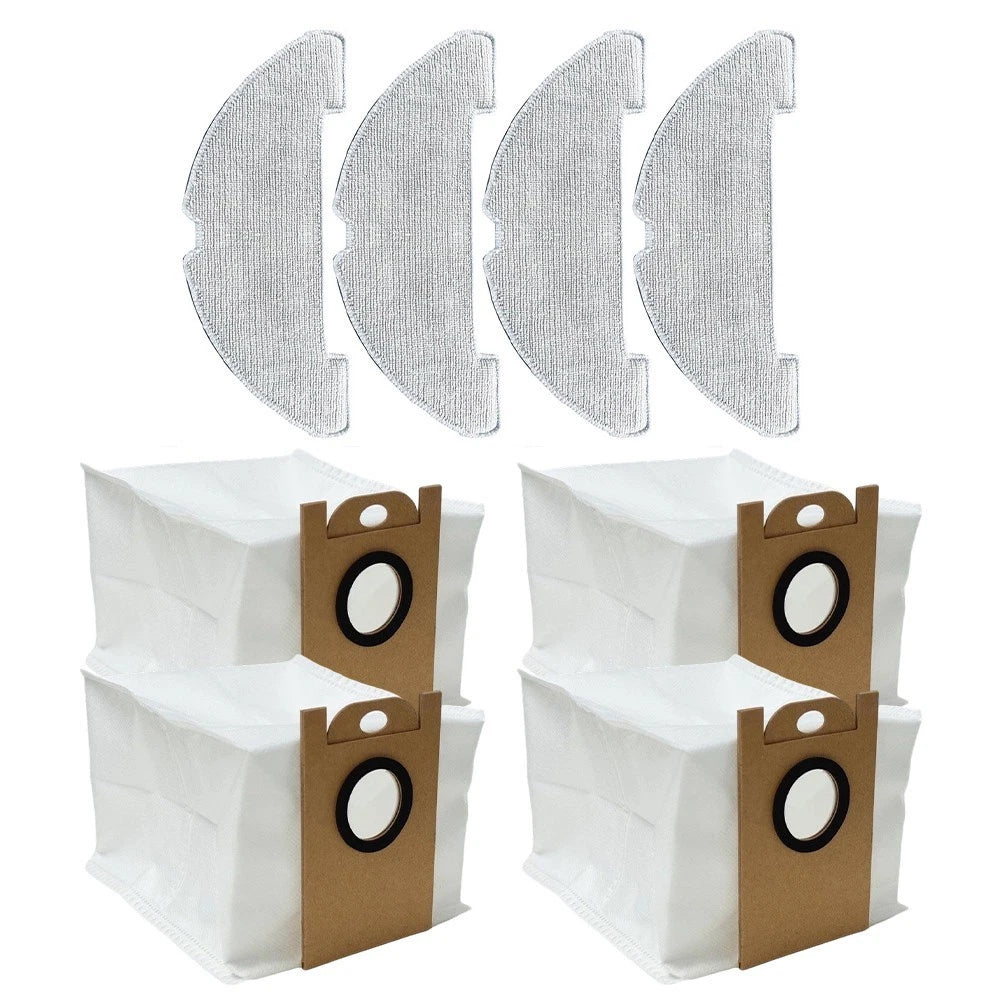 Set of 4 Mop Cloths & 4 Dust Bags for VONKO S6 Pro Robot Vacuum