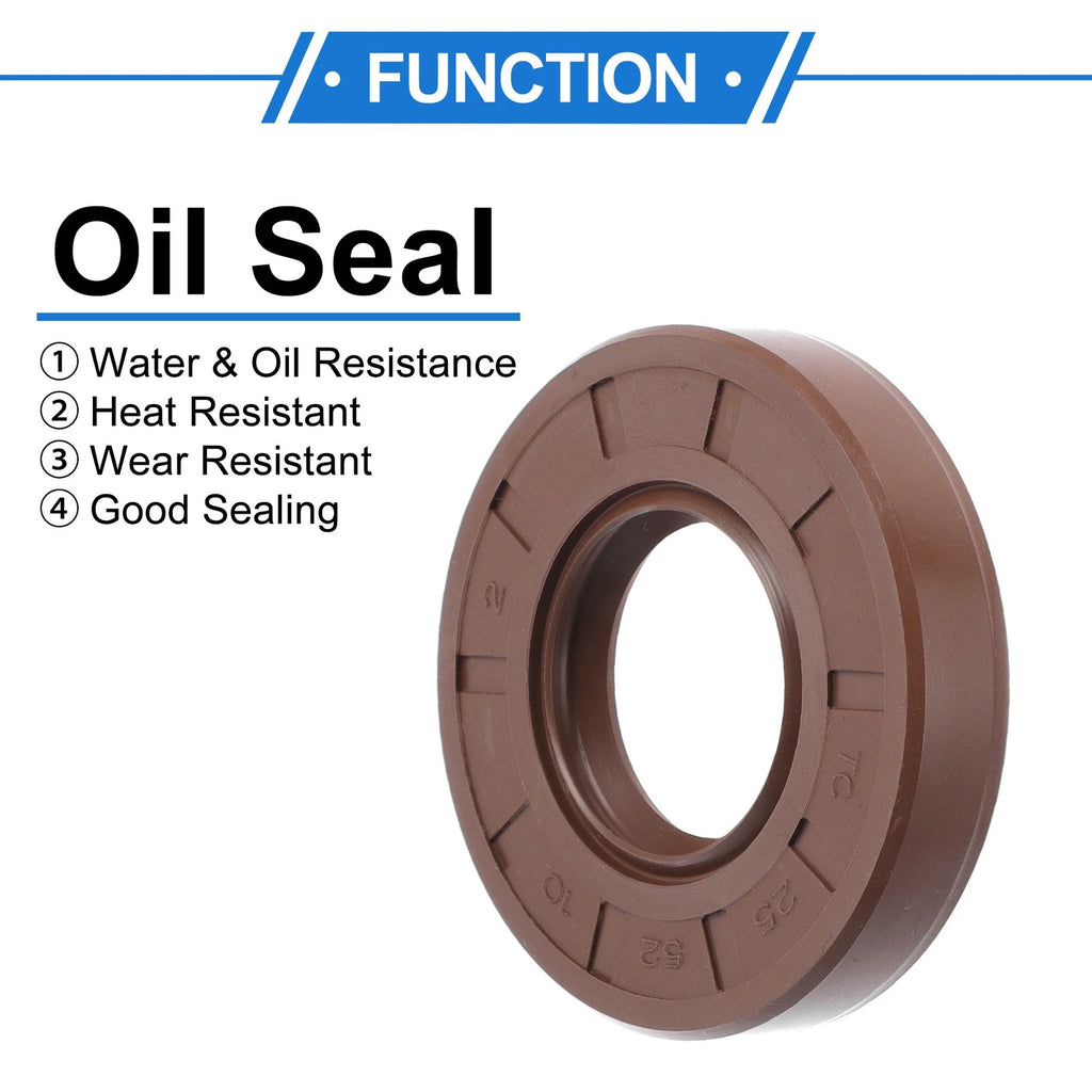 Set of 2 Oil Seal Rotary Shaft Seal FKM Rubber 25x52x10mm