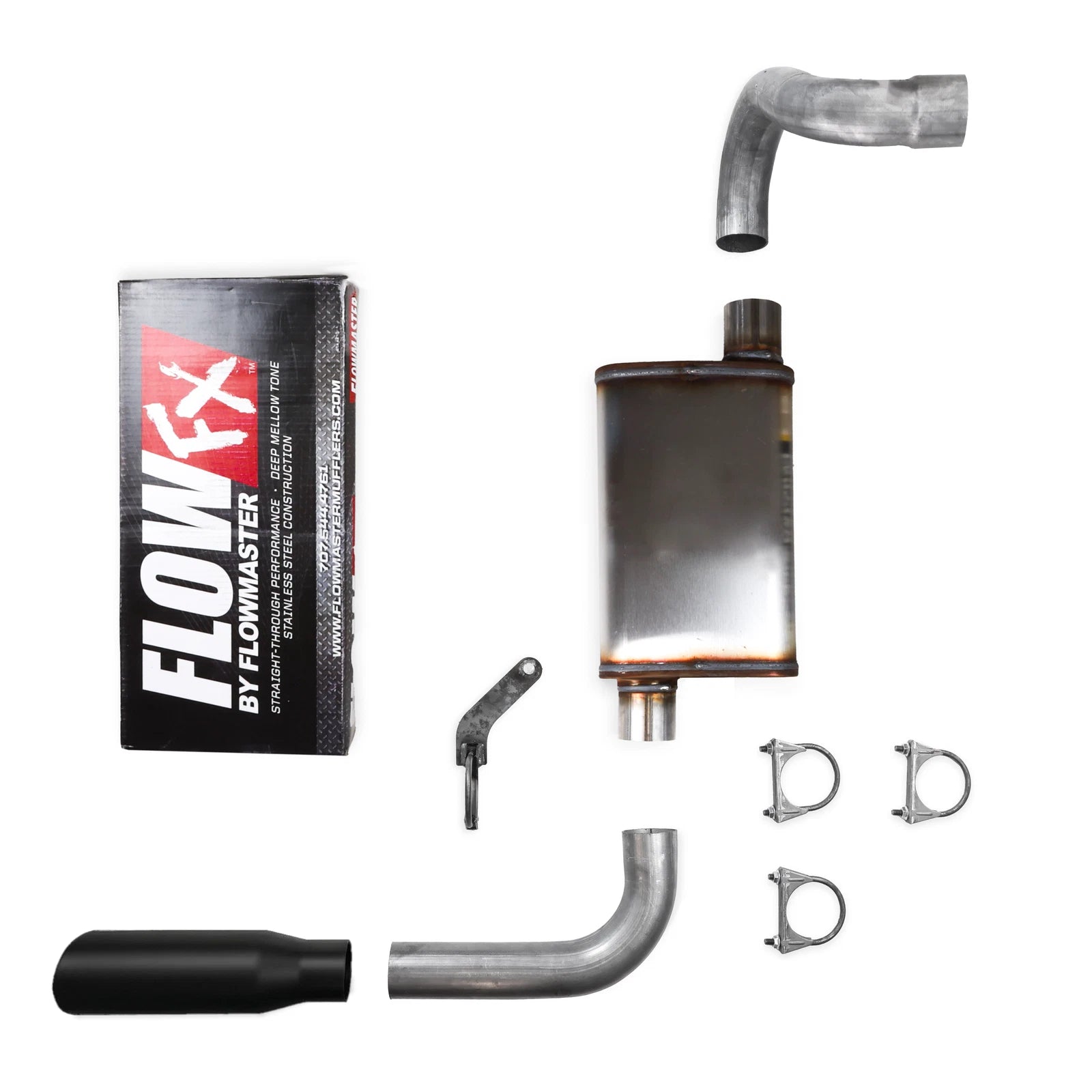 2.5" Single Exhaust Kit for Jeep Wrangler (2018–2025) - FlowFX Rolled Black Tip