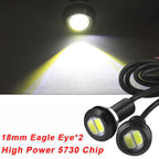 2X White Strobe Backup Lamps for Motorcycle (Mirror Mount)