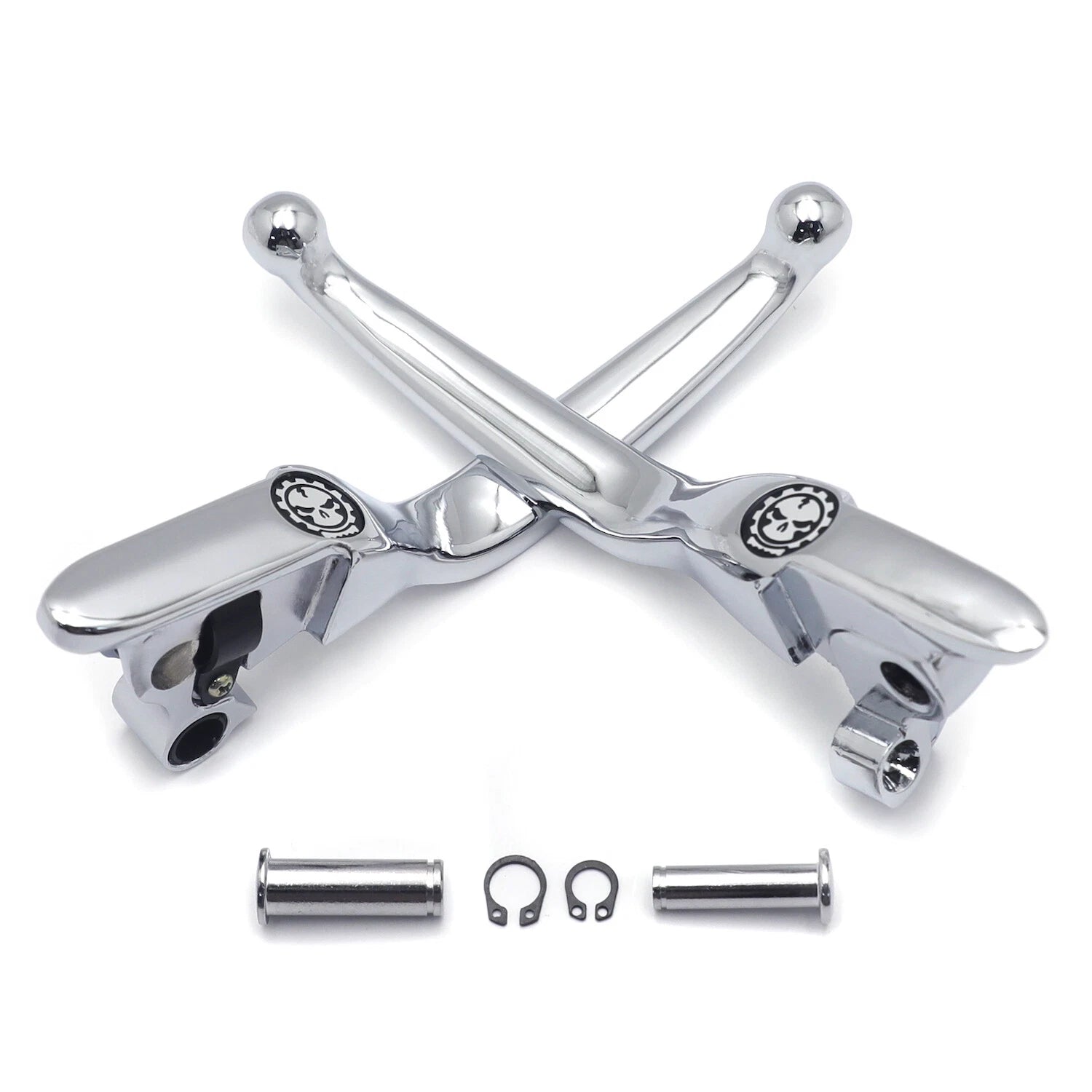 Chrome Skull Smooth Brake Clutch Levers for Harley Touring Trike (2008–2013)