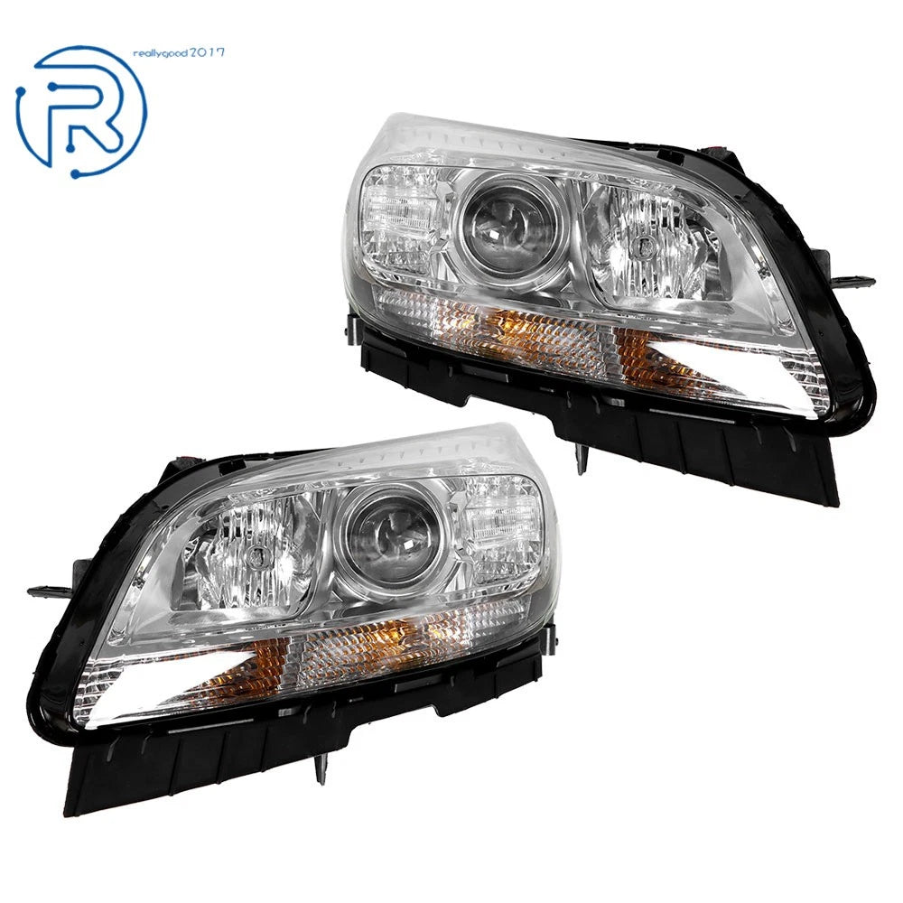 Headlight Assembly Pair for Chevrolet Malibu (2013-2015) Halogen Clear