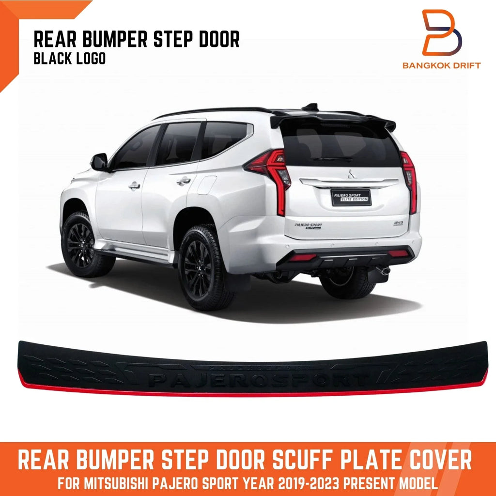 Black Rear Bumper Step Scuff Plate Cover for Mitsubishi Pajero Sport (2019-23)