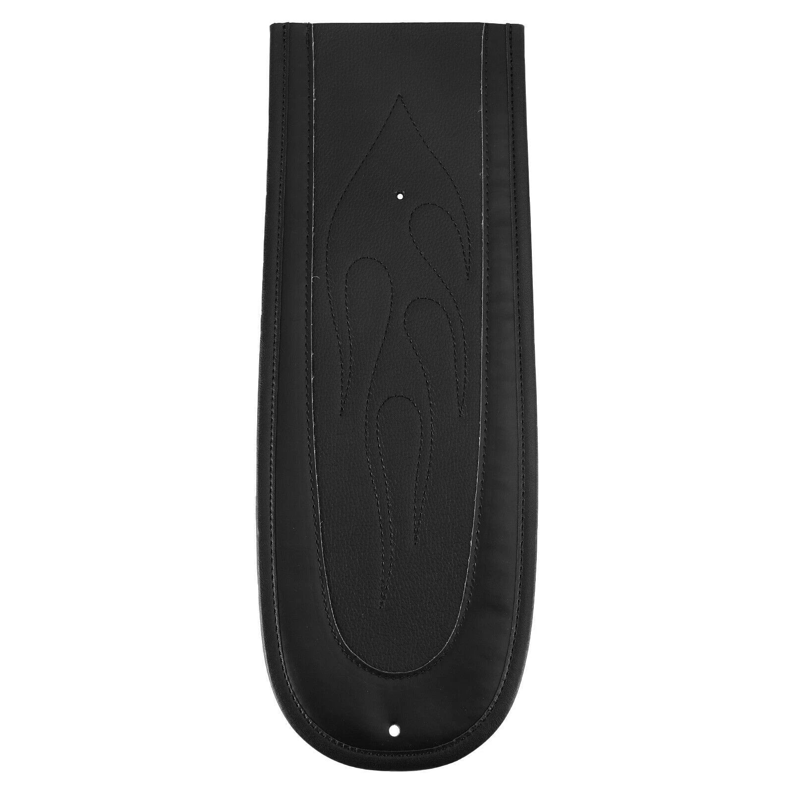 Rear Seat Fender Bib for Harley Dyna Super Glide (T9) - Black Flame Stitch PU Leather