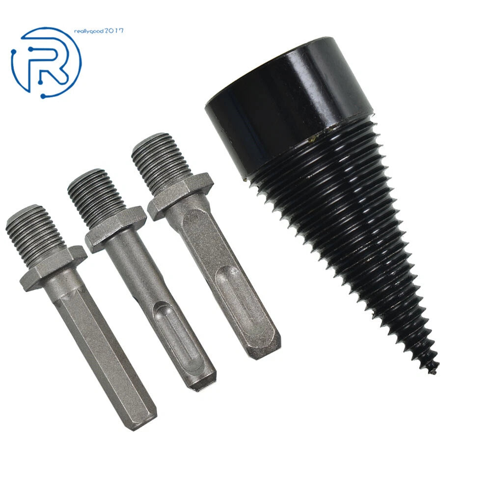 3pcs Hex, Square, Round 42mm Firewood Log Splitter Drill Bit Set