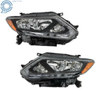 Set of 2 Halogen Headlights for Nissan Rogue (2014–2016) Chrome Clear Lens