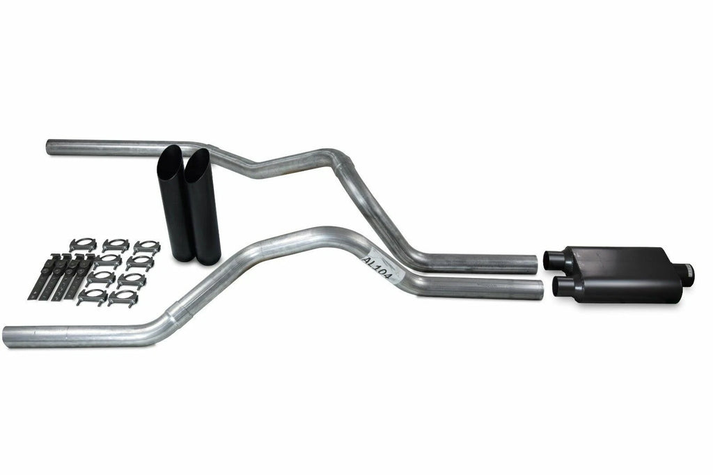2.5" Dual Exhaust Kit for Ford F150 (2021–2025) - 2 Chamber Muffler, Black Tips