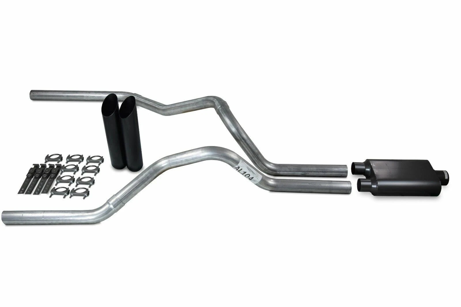 2.5" Dual Exhaust Kit for Ford F150 (2021–2025) - 2 Chamber Muffler, Black Tips
