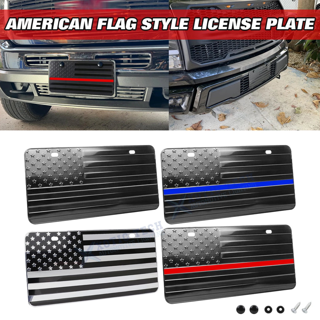American Flag Embossed License Plate Vanity Gift for Universal Fit (One Size)