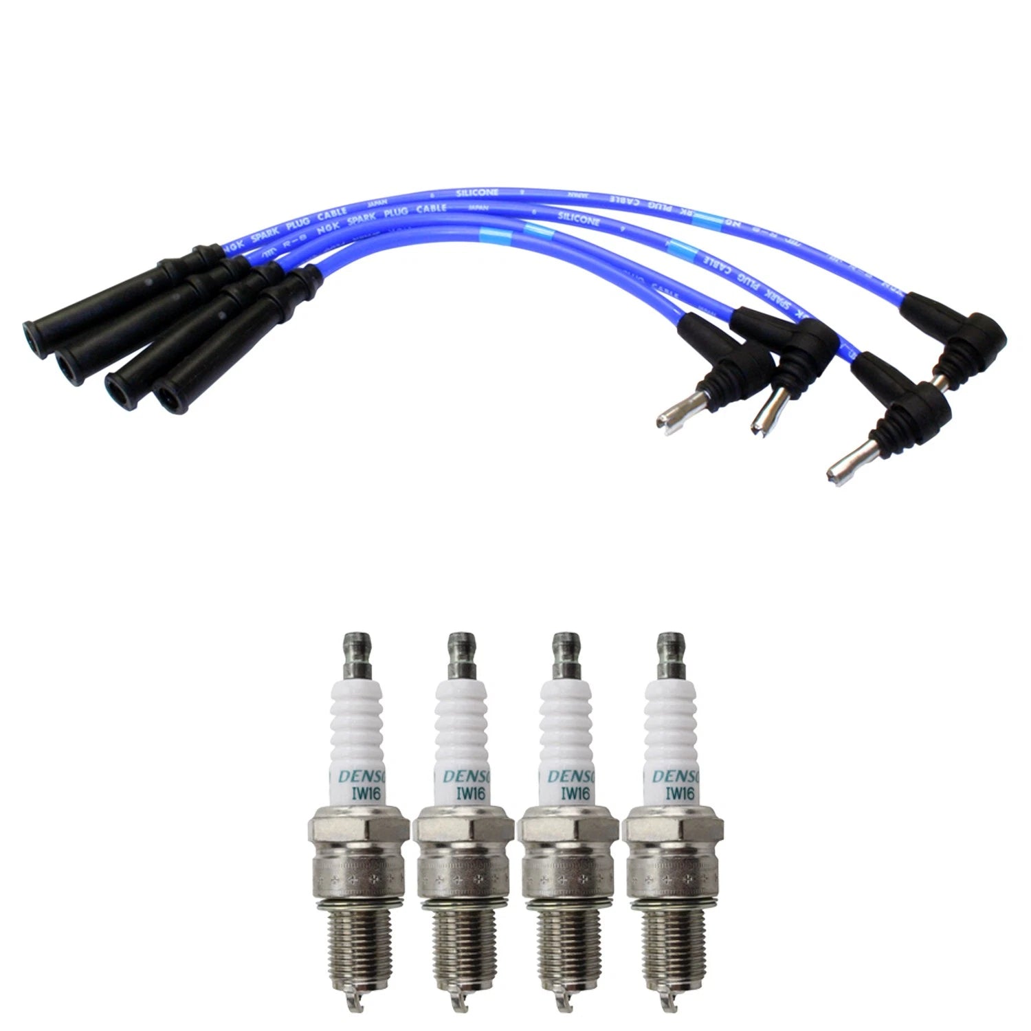 NGK Wire Set & Denso Iridium Spark Plugs Kit for Corolla Nova Tercel (L4)