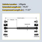 2X Liftgate Tailgate Hatch Lift Supports for Mitsubishi Outlander (2007–2013)