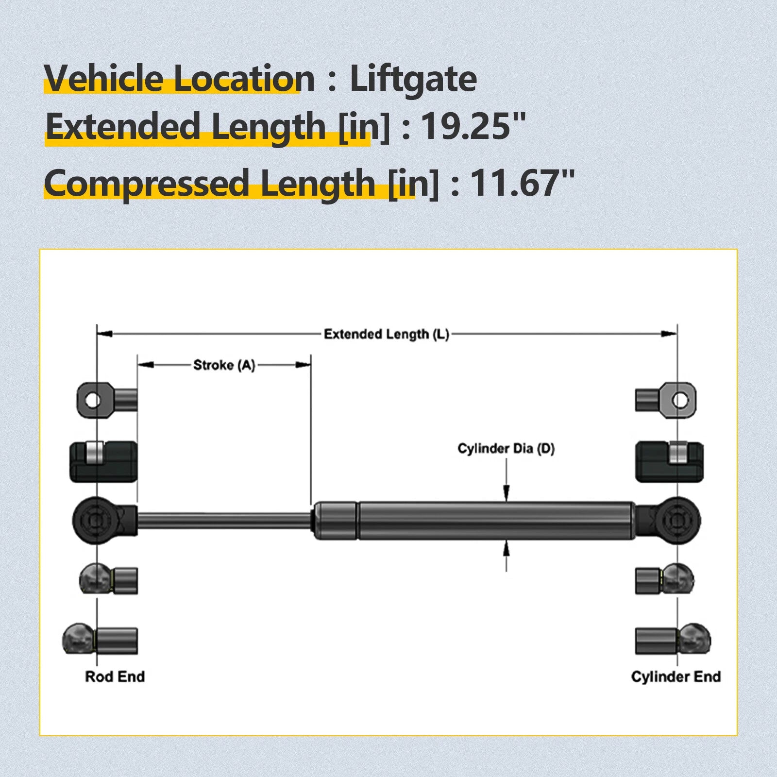 2X Liftgate Tailgate Hatch Lift Supports for Mitsubishi Outlander (2007–2013)