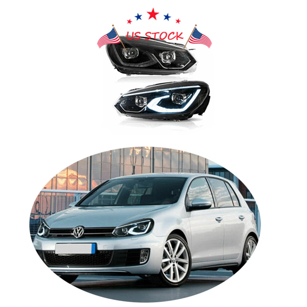 2X LED Projector Headlights for VW Golf 6 MK6 (2010–2014)
