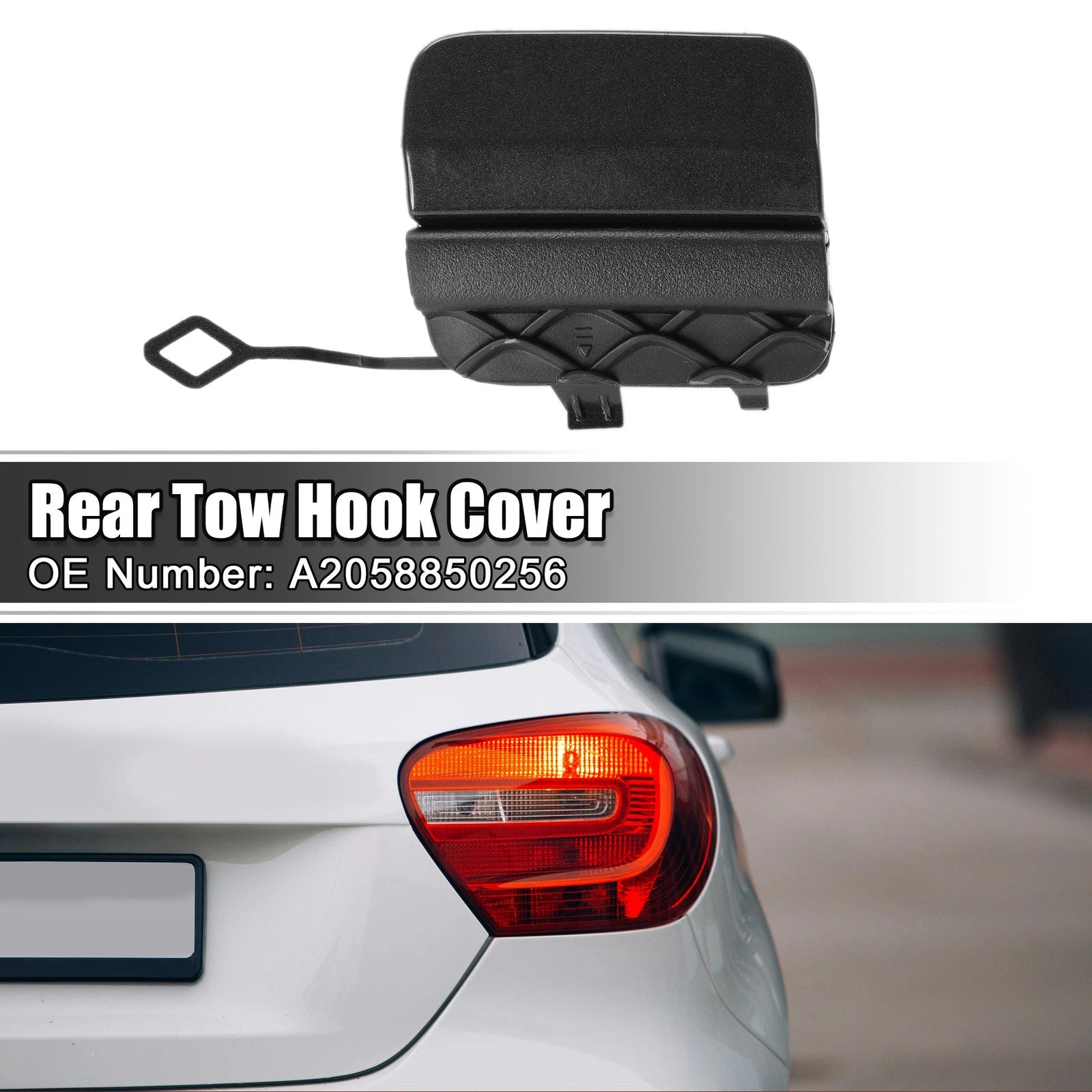Rear Bumper Tow Hook Eye Hole Cover for Mercedes-Benz W205 (2015–2020) Gray