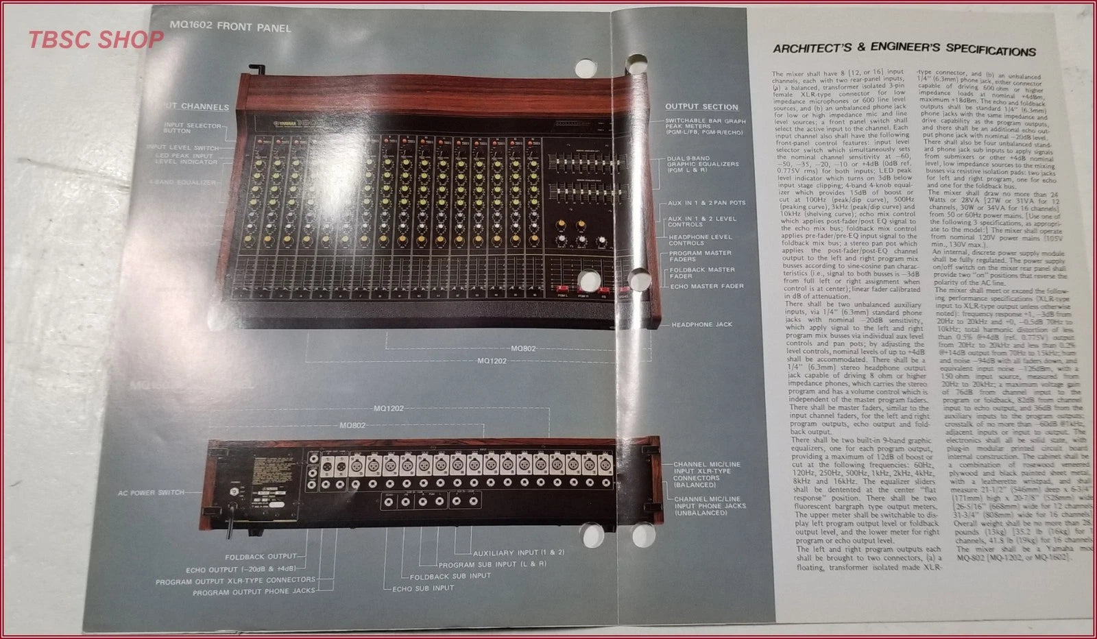 Mixing Console Sales Brochure for Yamaha MQ Series (MQ802, MQ1202, MQ1602)