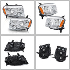 Front Headlights Pair for Honda Pilot (2009-2011) Halogen Clear