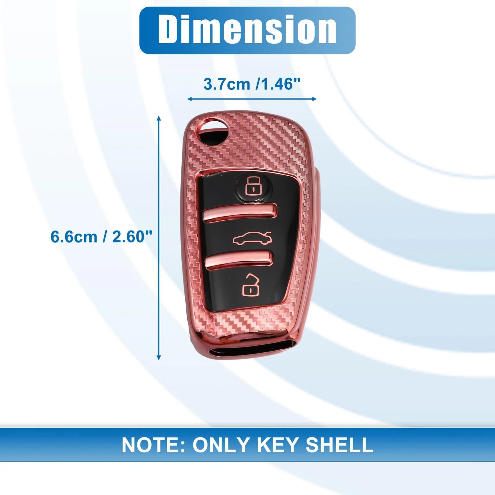 Silicone Smart Key Fob Case Cover for Audi A3 A1 (2013–2020) - Pink Carbon Fiber
