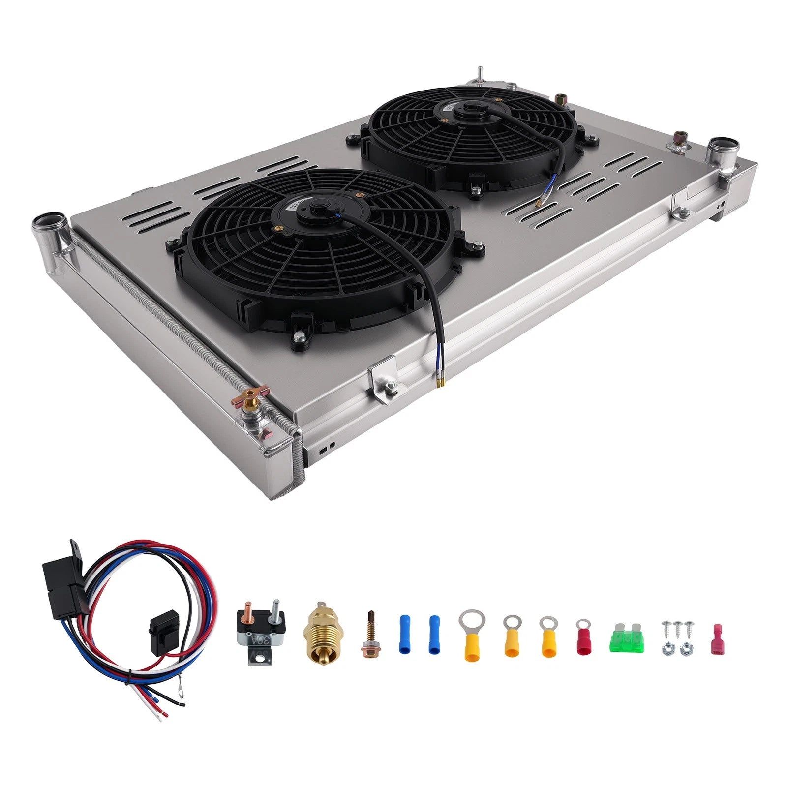 3 Row Aluminum Radiator Fan Shroud Relay Kit for Chevy Truck (1973–1987)