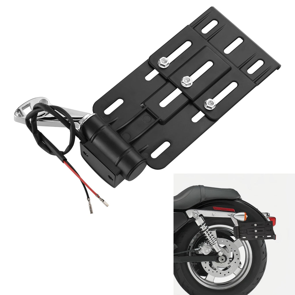 LED Light Side Mount License Plate Holder for Harley Sportster XL1200 883 (2004–2023)
