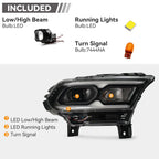 LED Headlight for Dodge Durango (2021–2024) - Black w/ Halogen Turn Signal