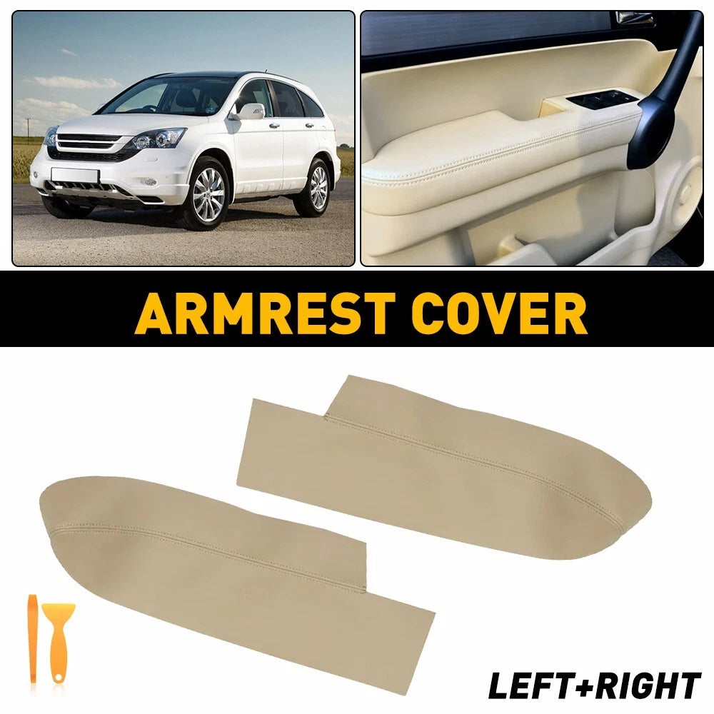 Leather Front Door Panels Armrest Cover for Honda CR-V (2007–2012) Beige Tan