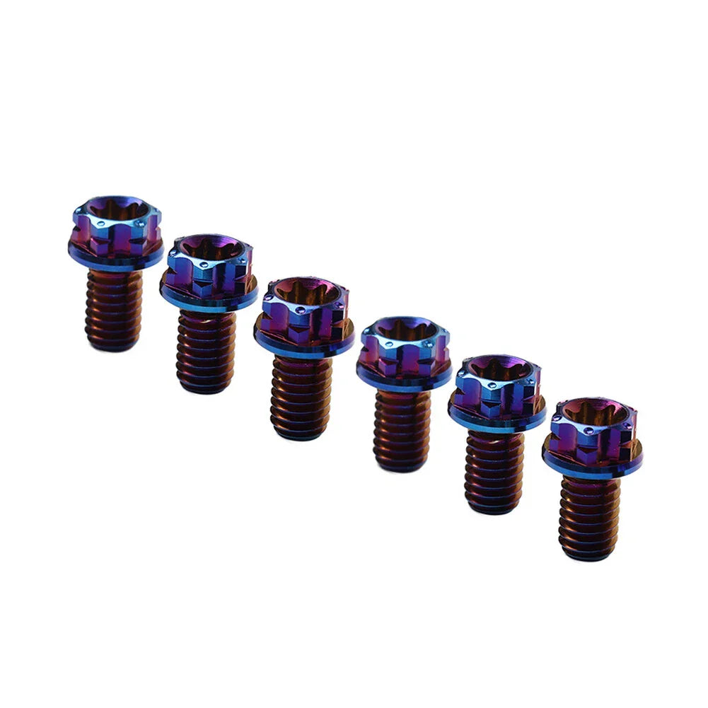6pcs M6x20mm Titanium Torx Head Flange Bolts for Motorcycle Bicycle