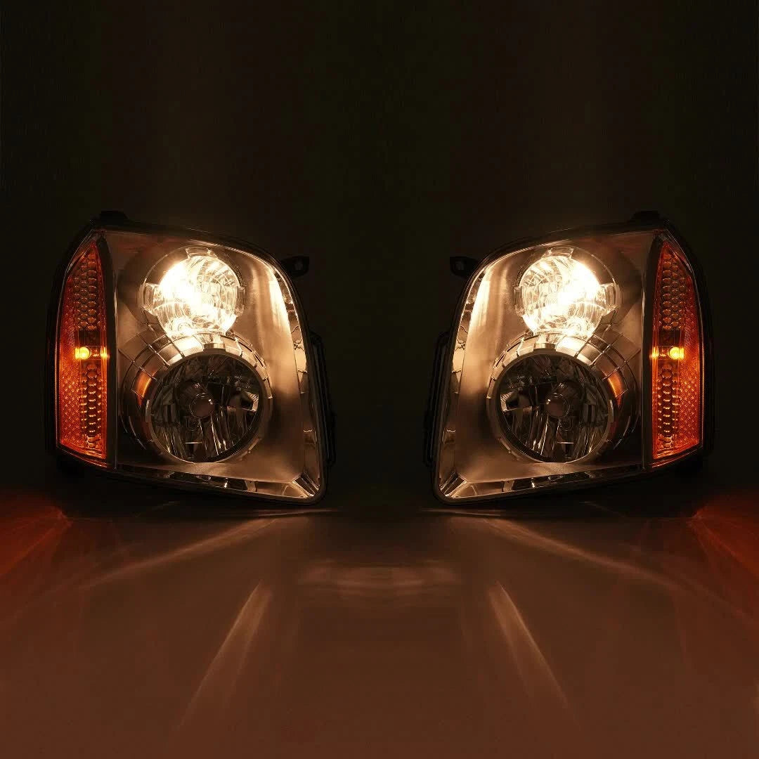 Set of 2 Headlight Assembly Chrome for GMC Yukon XL 1500 2500 (2007–2014)