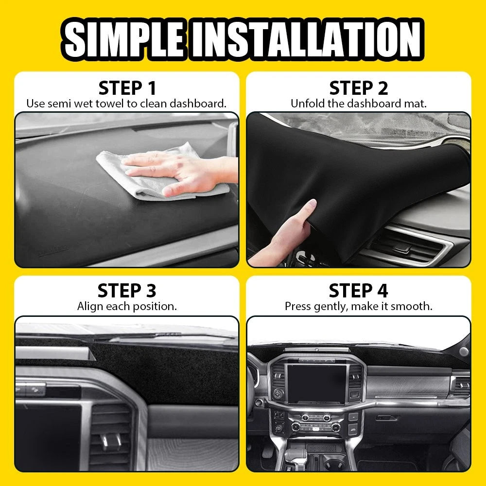 Dashboard Mat Cover for Ford F150 (2021–2025) Black Carpet Interior Pad