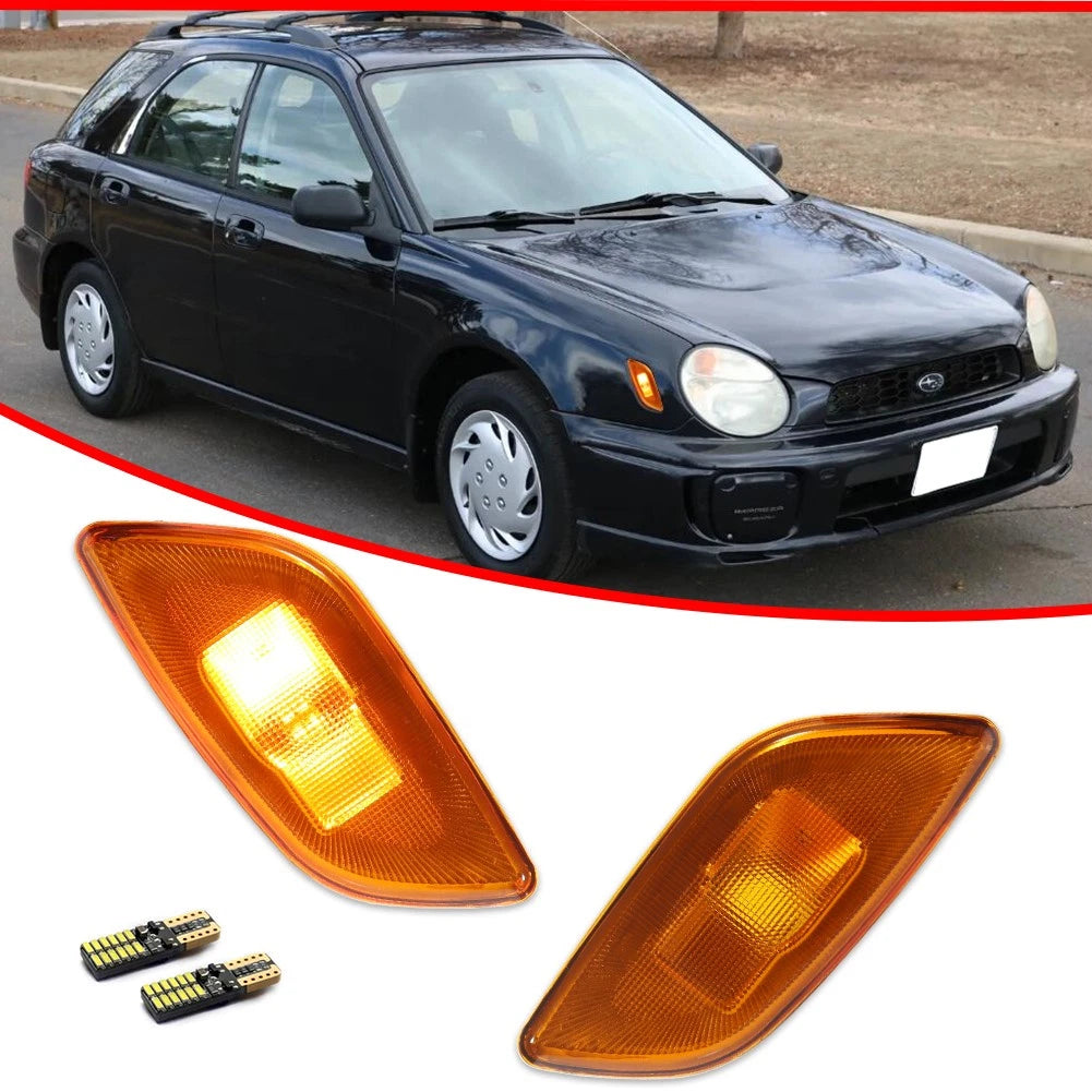 2X Amber Front Side Marker Lights with LED Bulbs for Subaru Impreza (2002–2003)