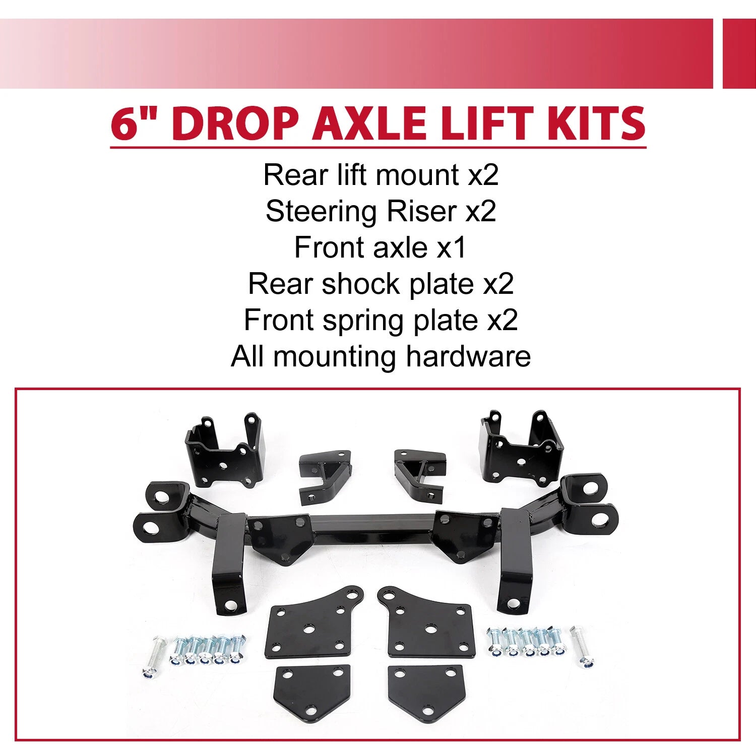 6" Drop Axle Lift Kit for EZGO Golf Cart TXT (1994.5–2001.5)