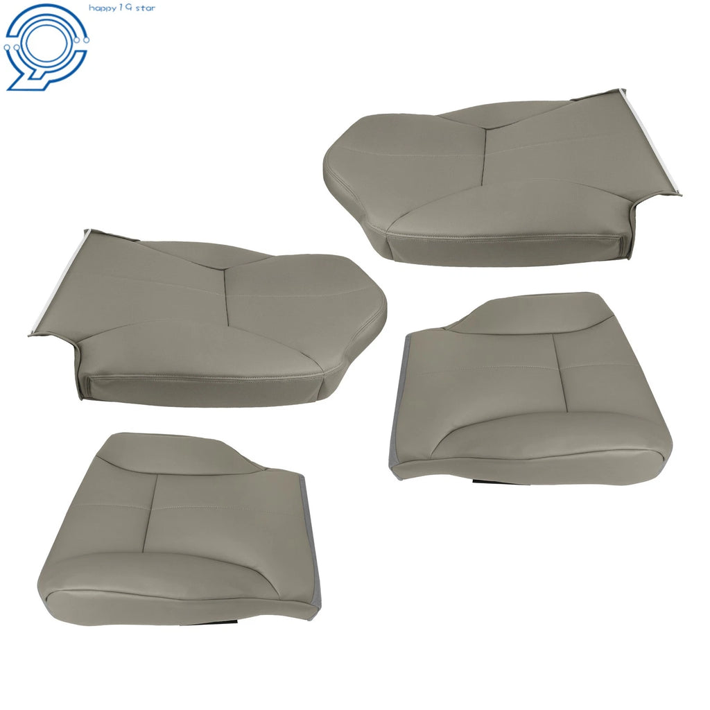 Set of 2 Front Row Seat Covers for Dodge Ram 1500 2500 3500 (1998–2002) Gray Leather