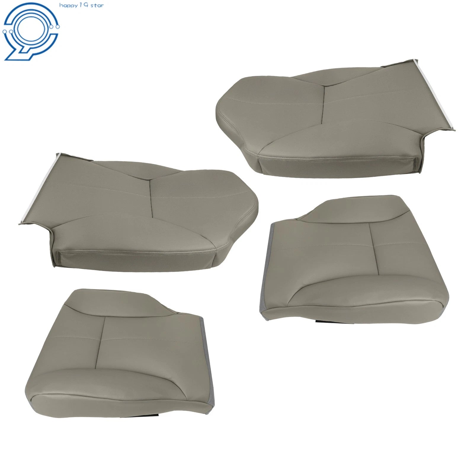 Set of 2 Front Row Seat Covers for Dodge Ram 1500 2500 3500 (1998–2002) Gray Leather