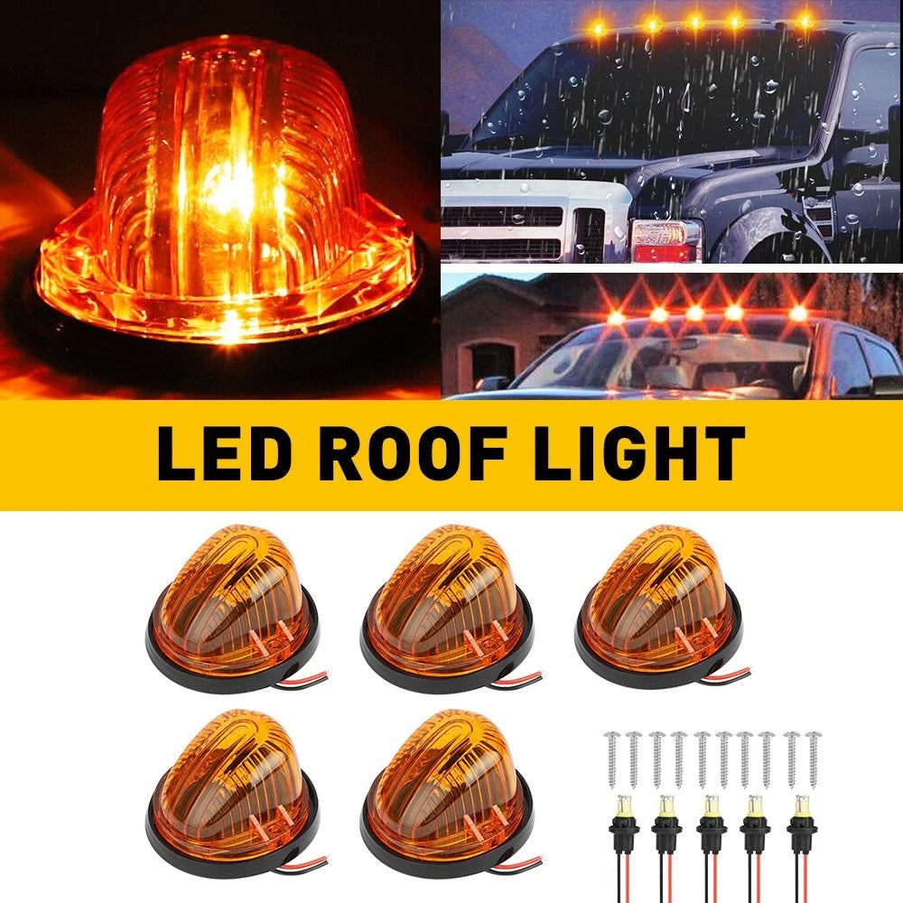 5Pcs Amber Marker Cab Lights + 194 LED for 73-87 Chevy GMC C/K Series