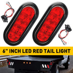 2 Red LED Surface Mount 6" Oval Stop Turn Tail Lights for Trailer Truck