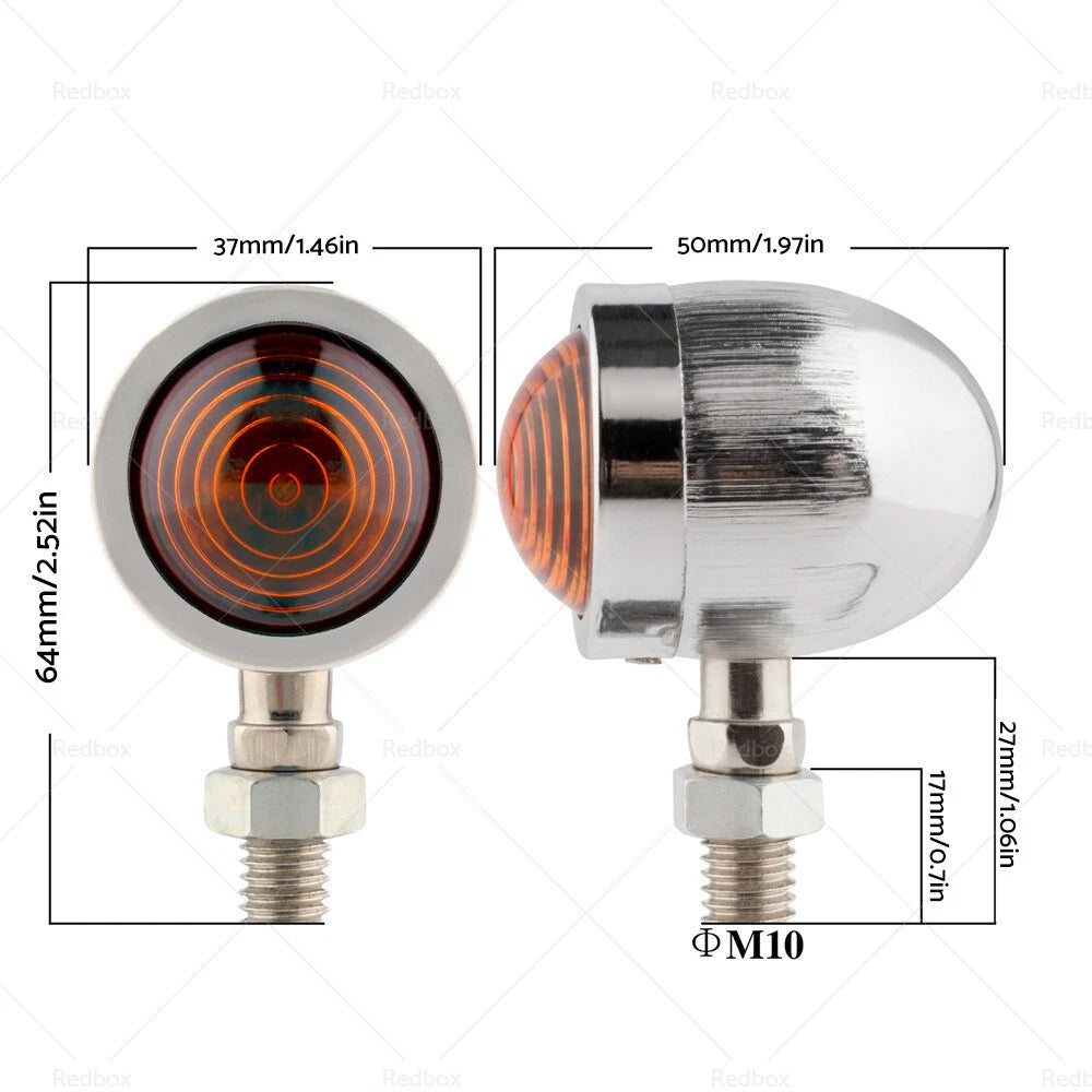 Set of 4 Chrome Bullet Turn Signal Indicators for Motorcycle Universal