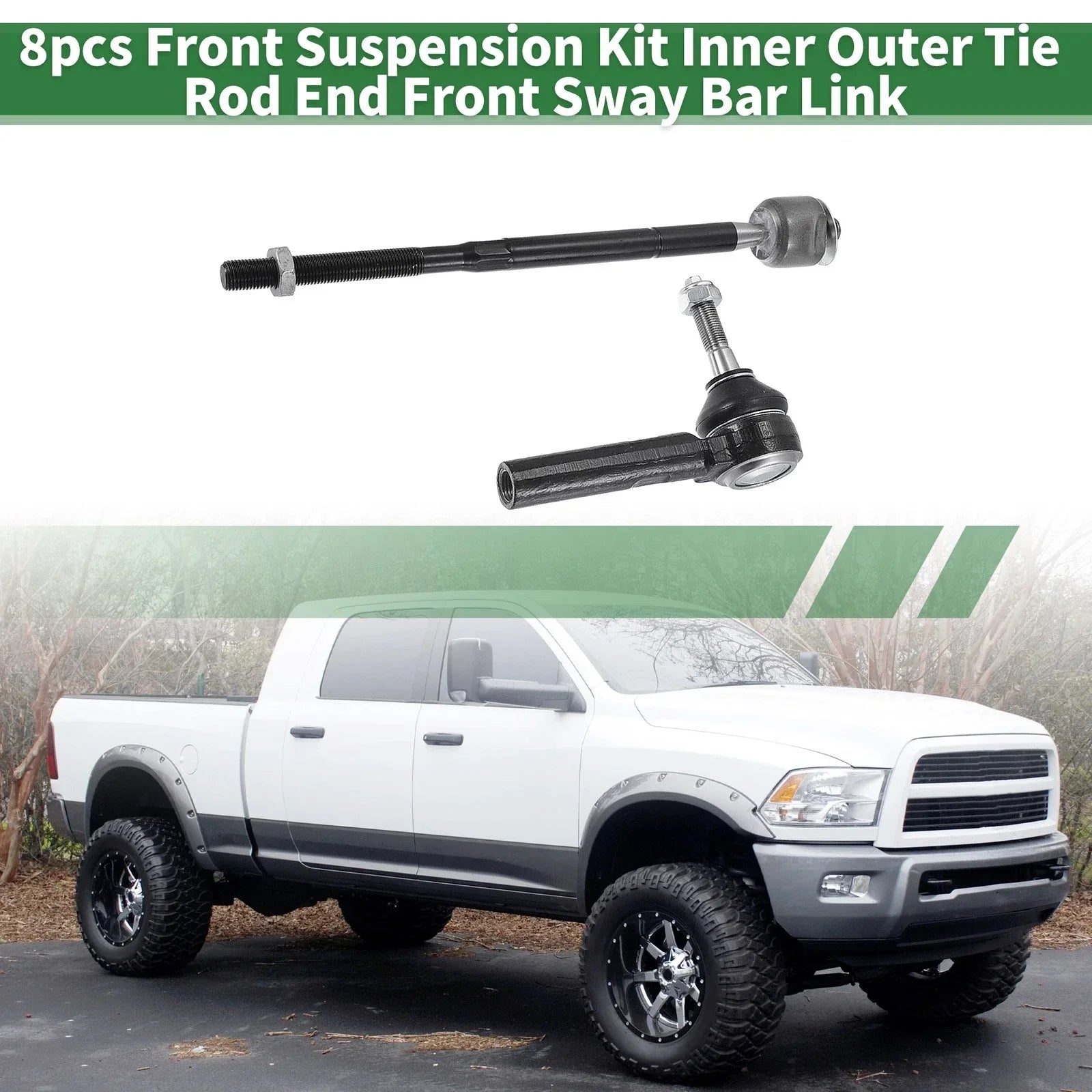 8pcs Front Suspension Kit Tie Rod Ends & Sway Bar Links for Dodge Journey