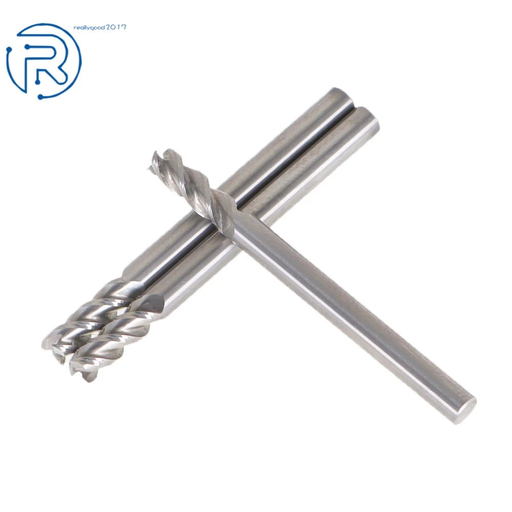 Set of 3 Carbide End Mills for Various Applications (1/8" Flute, 3/8" LOC)