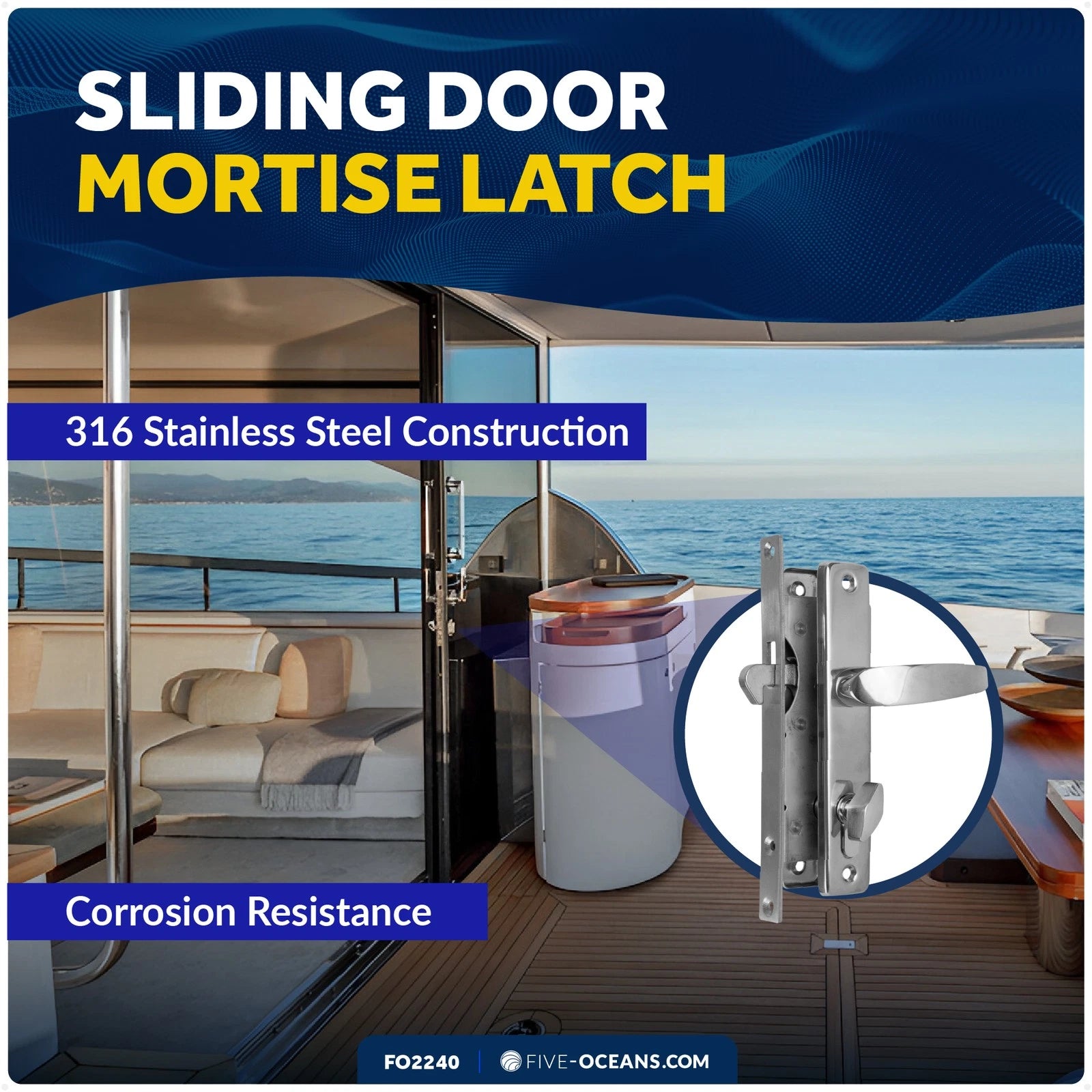 Mortise Lock Set for Five Oceans Door (Interior Exterior)