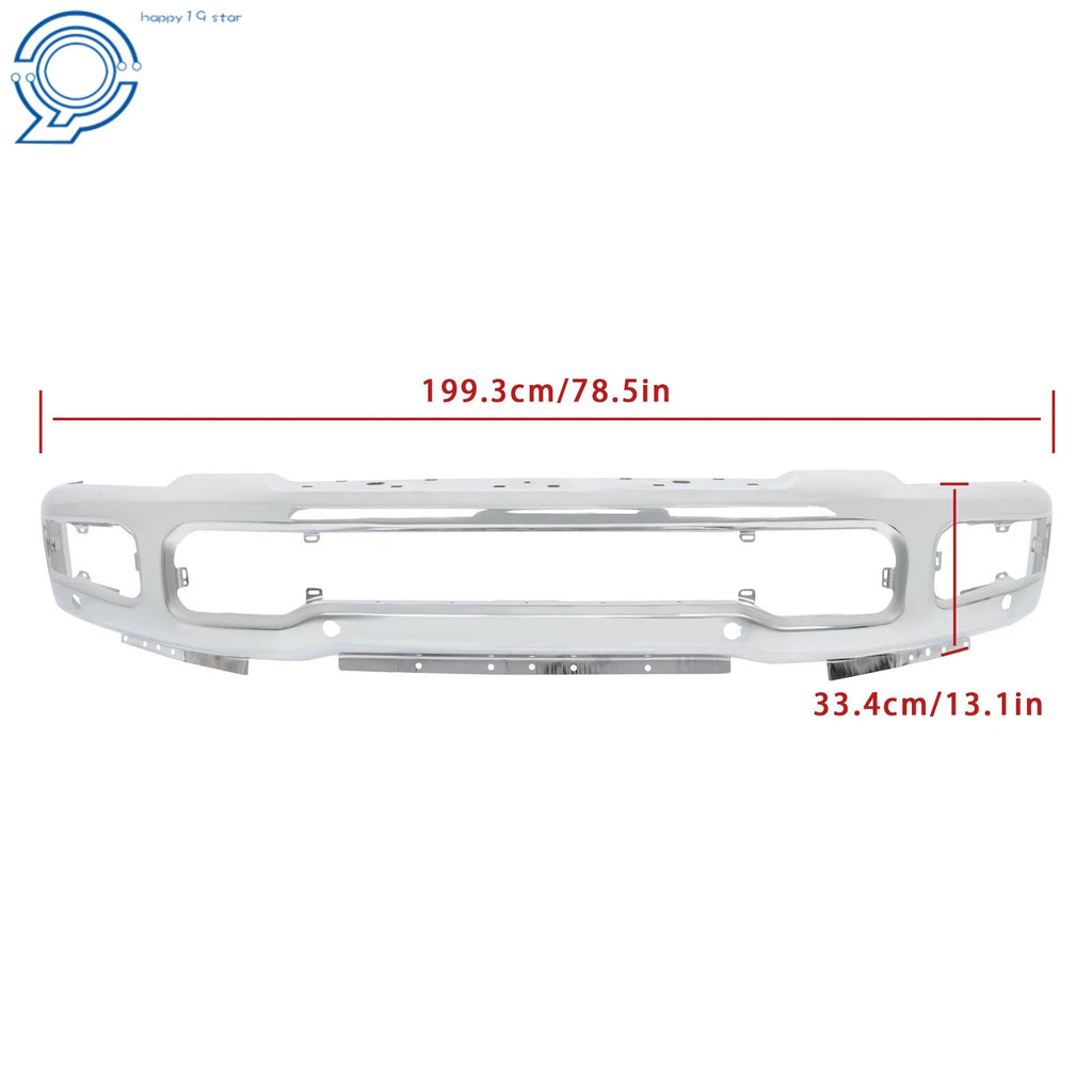Chrome Front Bumper for Ford F250 F350 (2023–2025) with Fog & Sensor Holes