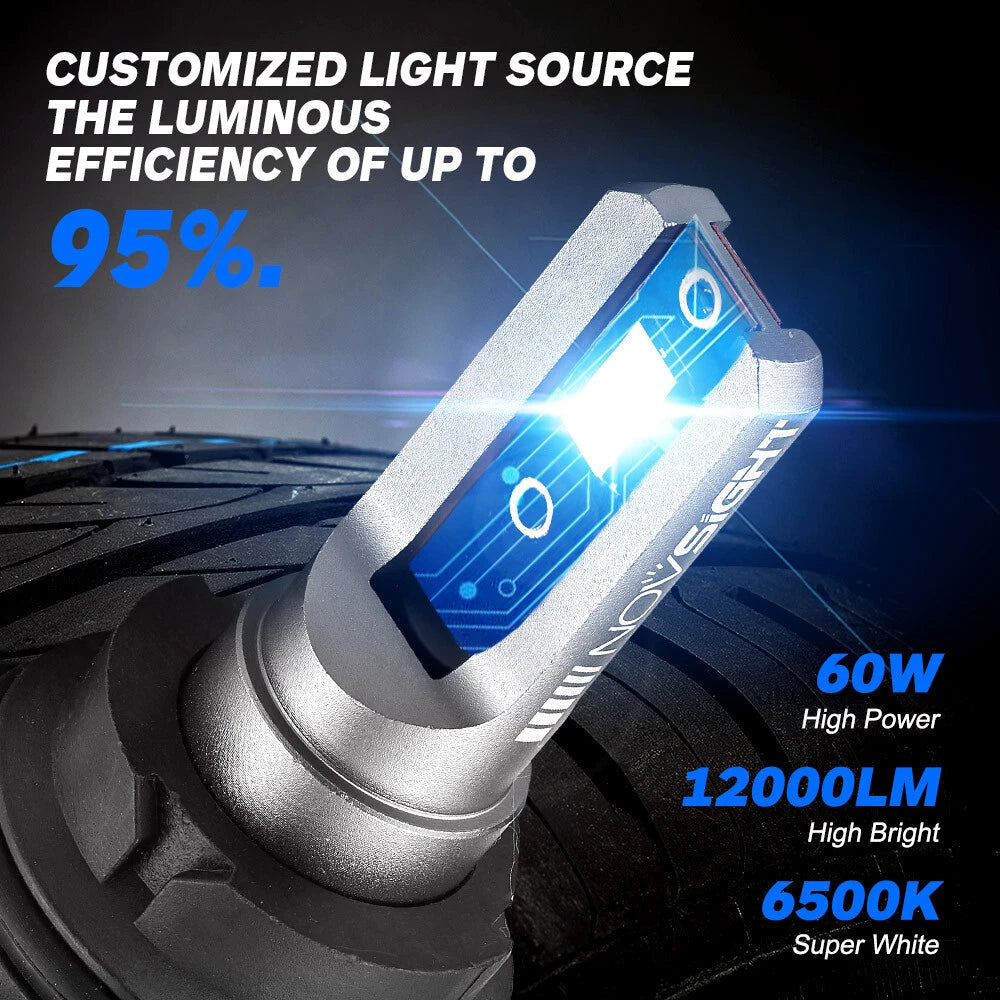 2X 9007 HB5 LED Headlight Bulbs for 12000LM 6500K White