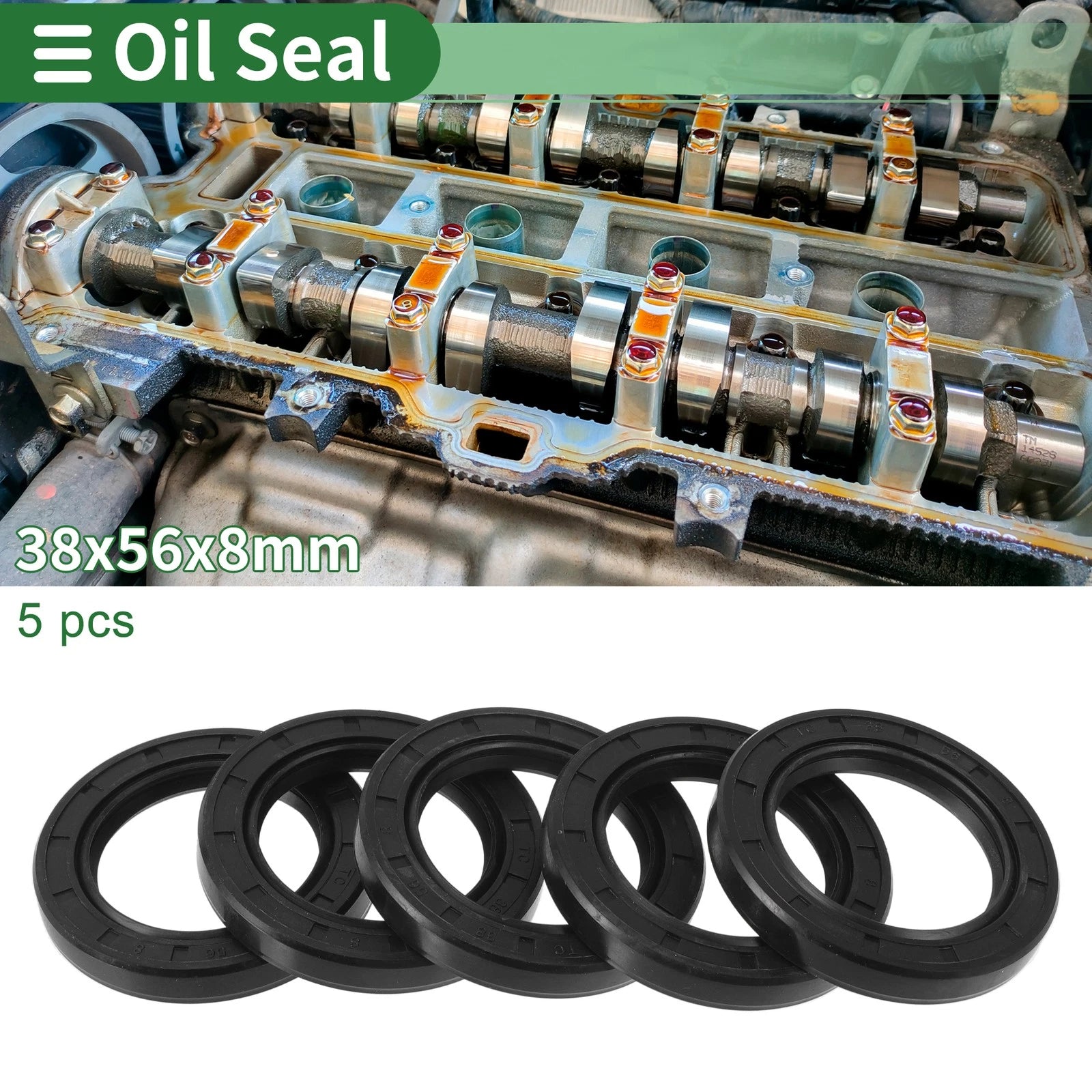 Set of 5 Oil Seal Rotary Shaft Seal NBR Rubber 38x56x8mm