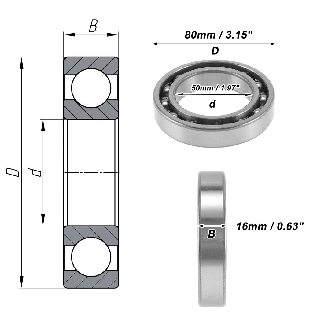 Deep Groove Ball Bearing 50x80x16mm for Scooter Skateboard (6010)