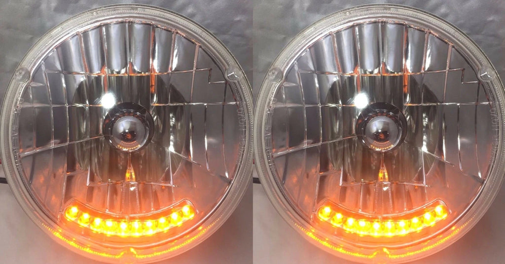 7 Inch Crystal Headlights Kit with LED Amber Turn for Dietz Buckets (2) (Fits Dietz)