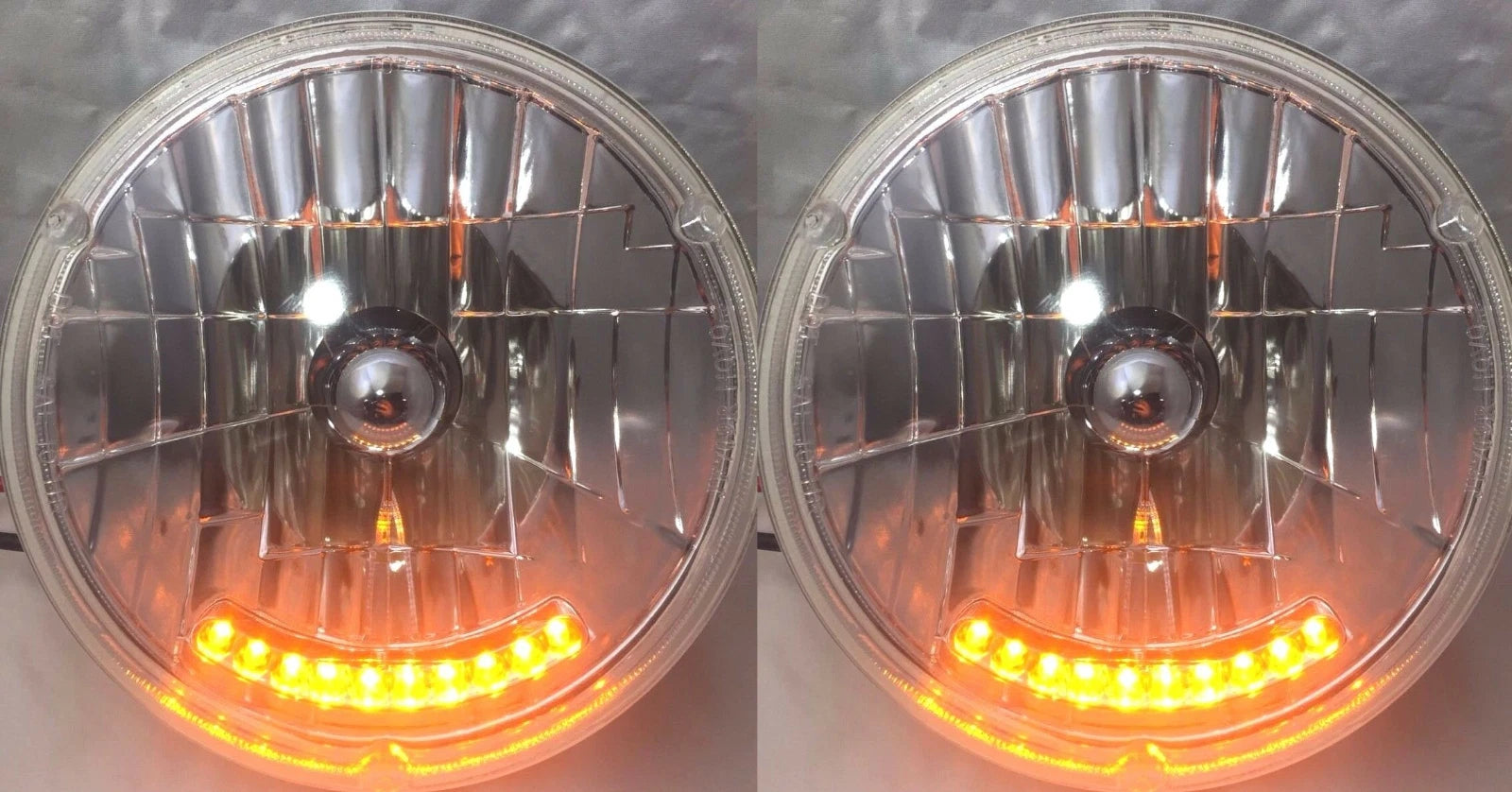 7 Inch Crystal Headlights Kit with LED Amber Turn for Dietz Buckets (2) (Fits Dietz)