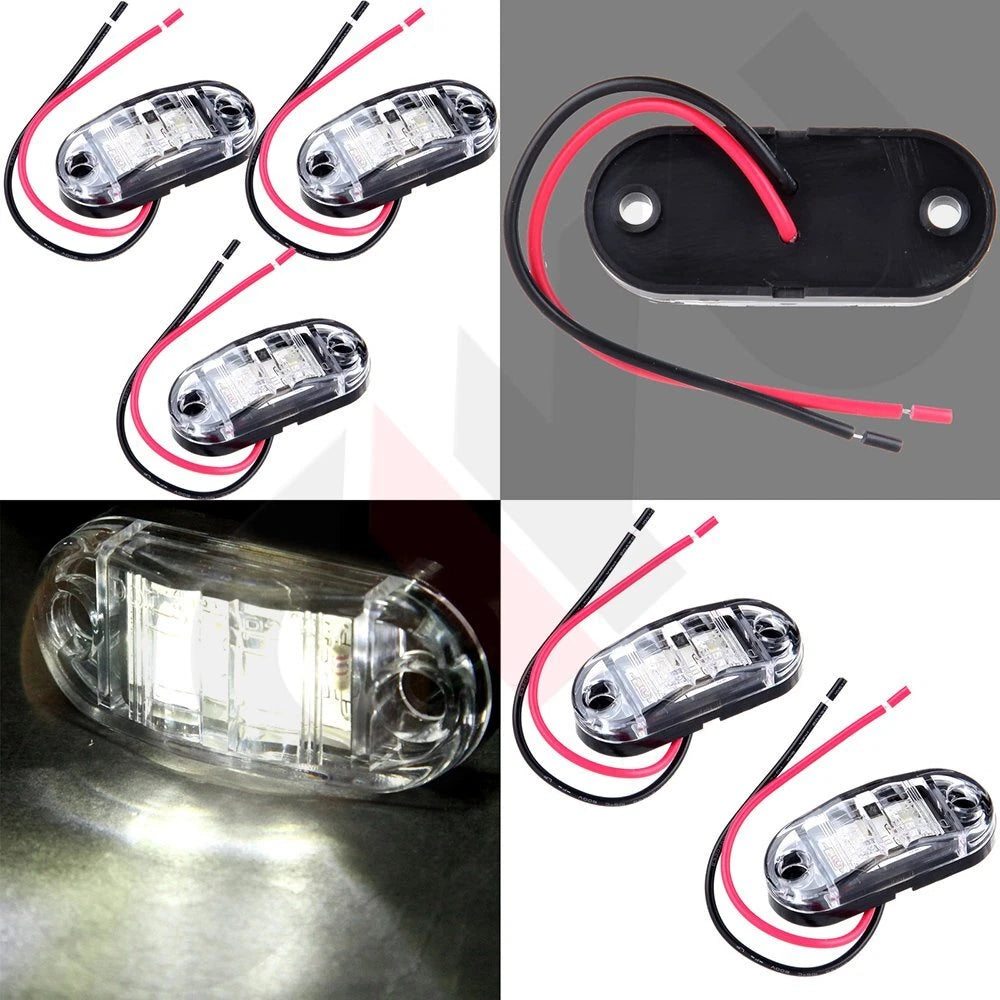 2X 2.5" Clearance White Oval LED Lamps for Trailer Pickup