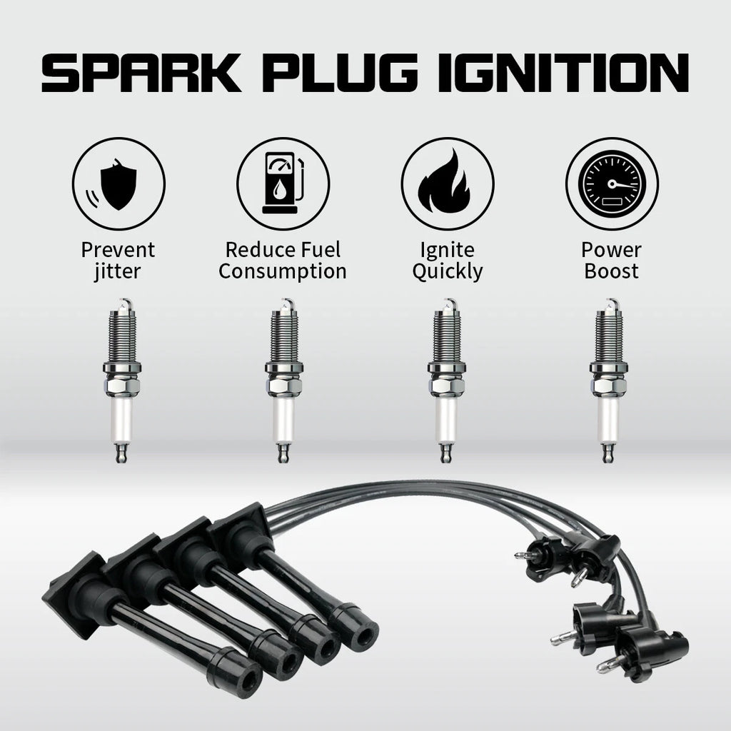 Set of 4 Spark Plug Wires + Plugs for Geo Prizm Toyota Corolla (1998–2002)