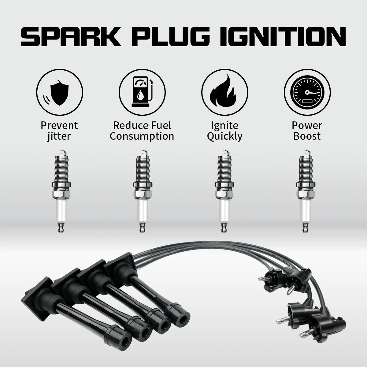 Set of 4 Spark Plug Wires + Plugs for Geo Prizm Toyota Corolla (1998–2002)
