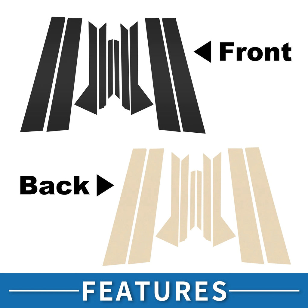 10pcs Door Pillar Window Trim for Ford Fiesta (2011–2015) Black